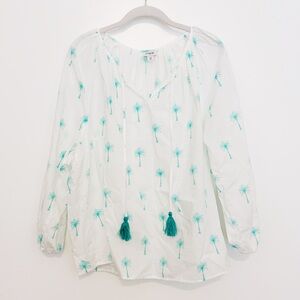 J. Crew Factory Palm Tree Print Popover Shirt